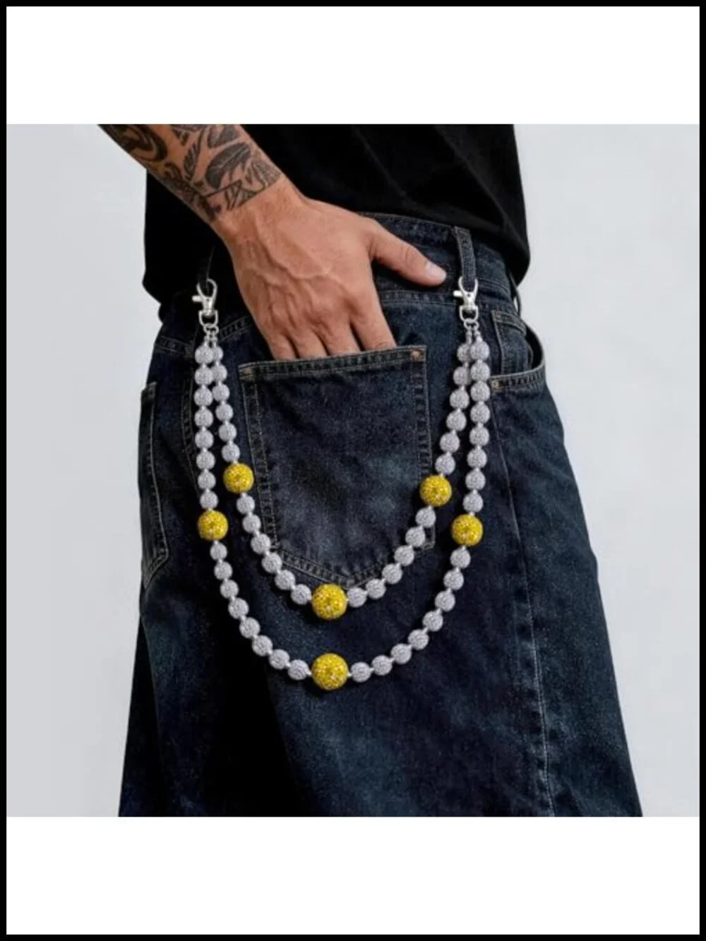 Layered Bead Wallet Chain for Men Jean Pocket Keychain Purse Accessories